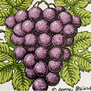 Mid-Century GEORGES BRIARD Bunches of Grapes Enamel Metal Tile Trivet/Coaster